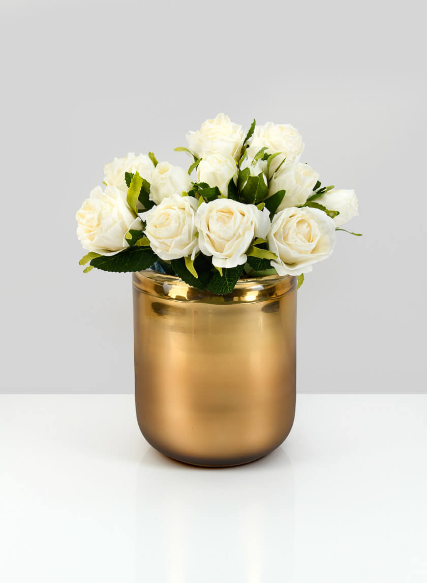 6in Tall Ebba Hand Blown Gold Glass Candleholder Decor Jamali-garden