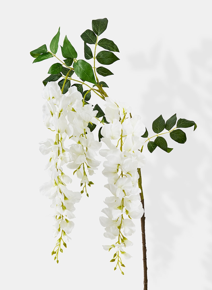 17in Long White Wisteria Spray Decor Jamali-garden