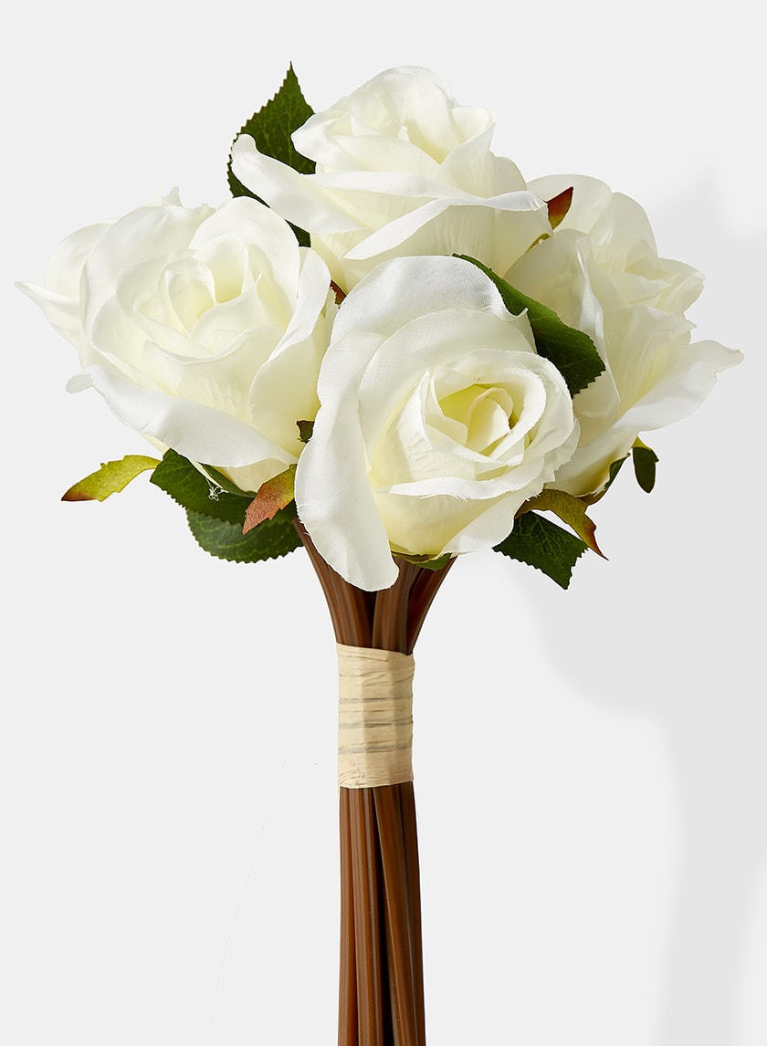 13in Long White Forever Rose Bouquet Decor Jamali-garden