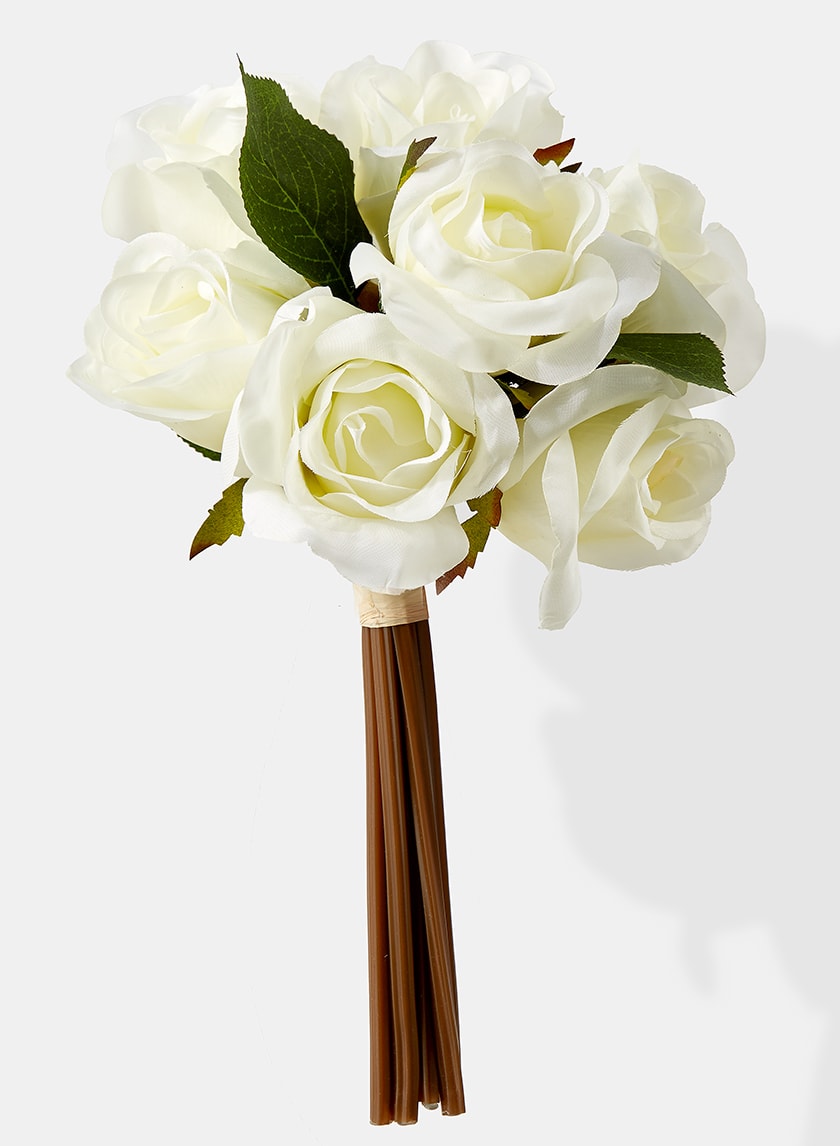 13in Long White Forever Rose Bouquet Decor Jamali-garden