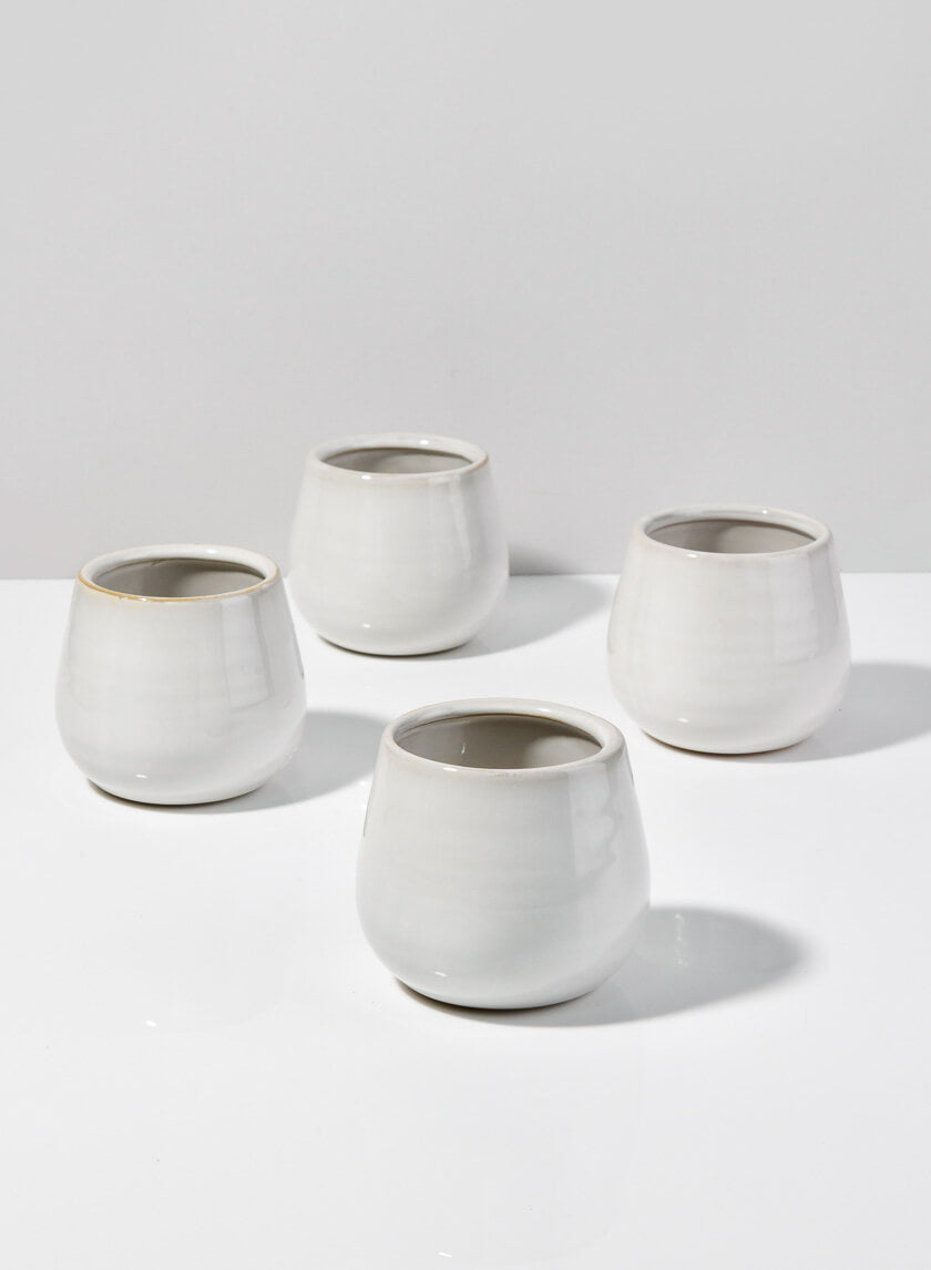 3in Tall White Stoneware Bowl Decor Jamali-garden