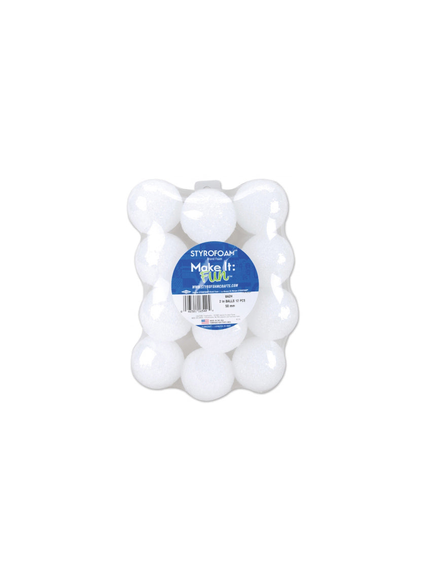 2in White Craft Foam Ball Decor Jamali-garden