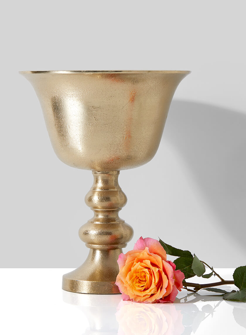 12in Chateau Gold Pedestal Urn Decor Jamali-garden