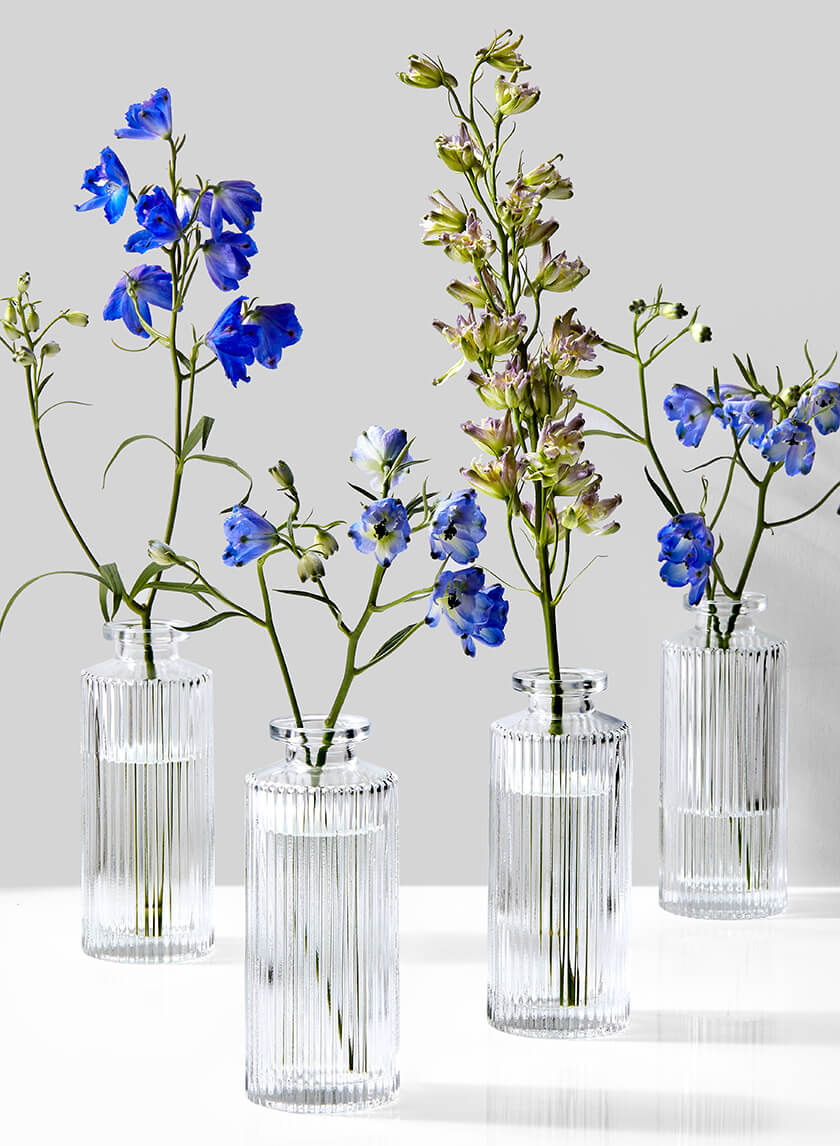 5.25in Tall Clear Pleated Glass Bottle Bud Vase Decor Jamali-garden