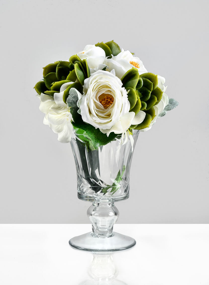 6in Tall Windsor Glass Urn, Mini Decor Jamali-garden